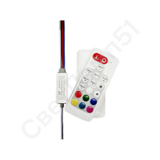 Контроллер RGB  72w/12v (144w/24v) 6A T130-S Mini RF, Белый радиопульт, Leds Power